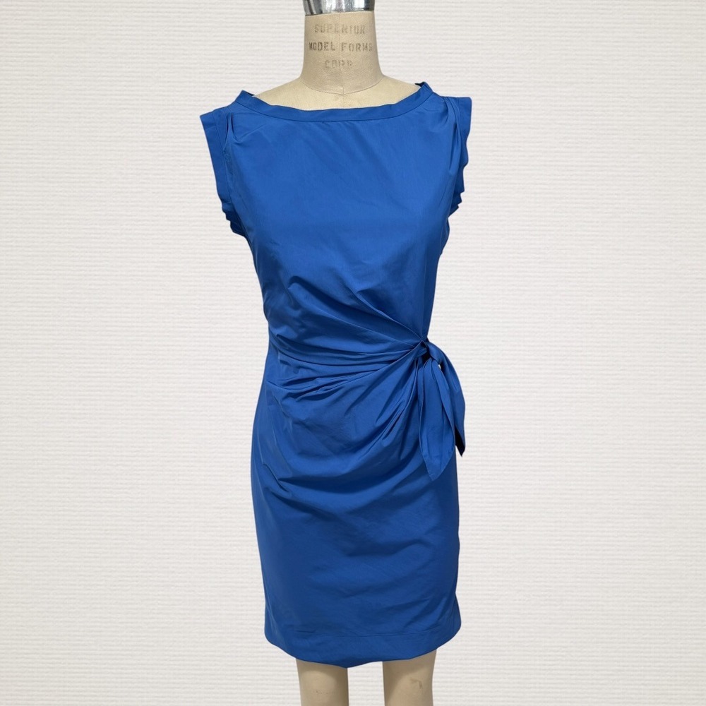 Diane von Furstenberg Dress Women 4 Blue Sleeveless Side Tie Ruched Sheath